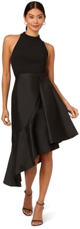 Adrianna Papell Crepe Combo Taffeta Dress