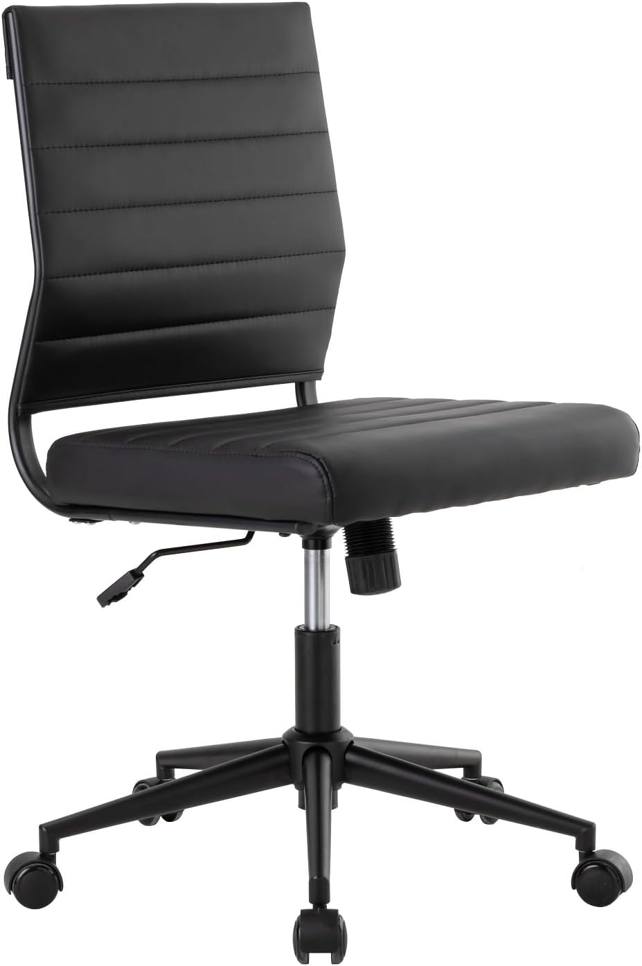 Okeysen Armless Office Desk Chair, Mid Back Ergonomic Swivel Conference Room Chair, Adjustable Height PU Leather Home Desk Chair, Modern Small Rolling Computer Task Chair, Black