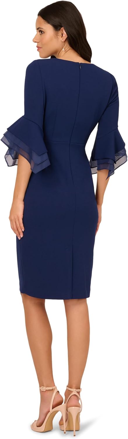 Adrianna Papell Womens Crepe Combo Midi Dress