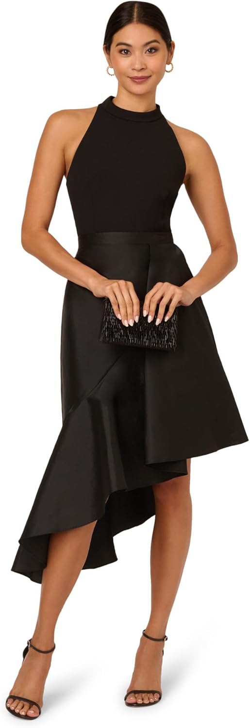 Adrianna Papell Crepe Combo Taffeta Dress