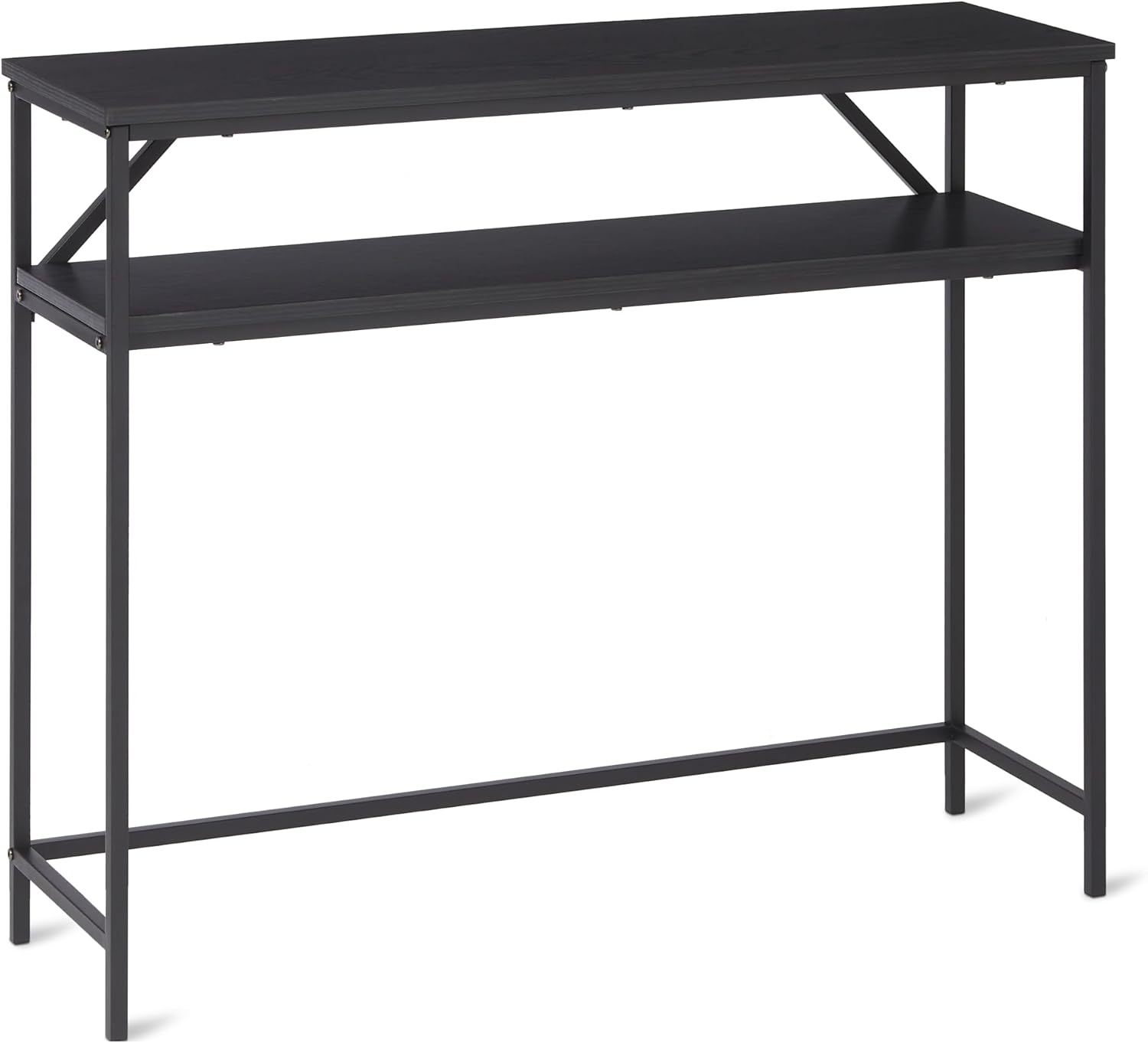 Amazon Basics Rectangular Console Table with Storage Shelf, Steel Frame, 11.8" D x 39.4" W x 31.5" H(in), Black