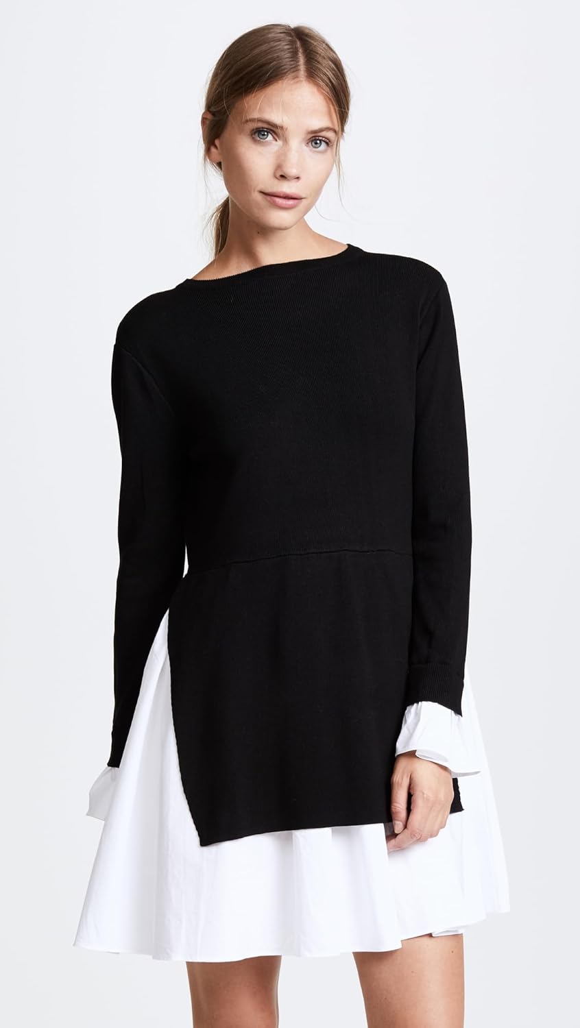 English Factory Women's Poplin Combo Knit Dress