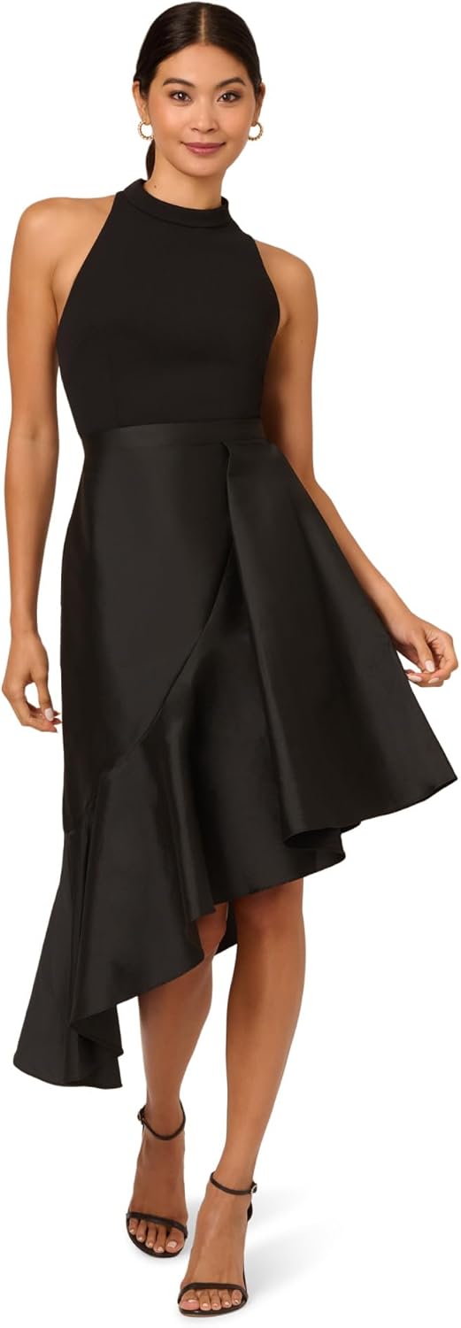 Adrianna Papell Crepe Combo Taffeta Dress