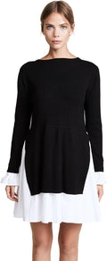English Factory Women's Poplin Combo Knit Dress