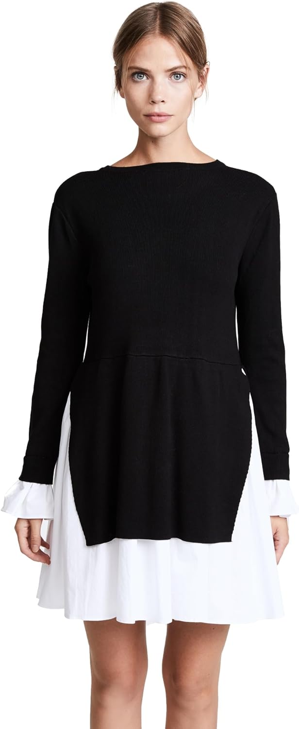 English Factory Women's Poplin Combo Knit Dress