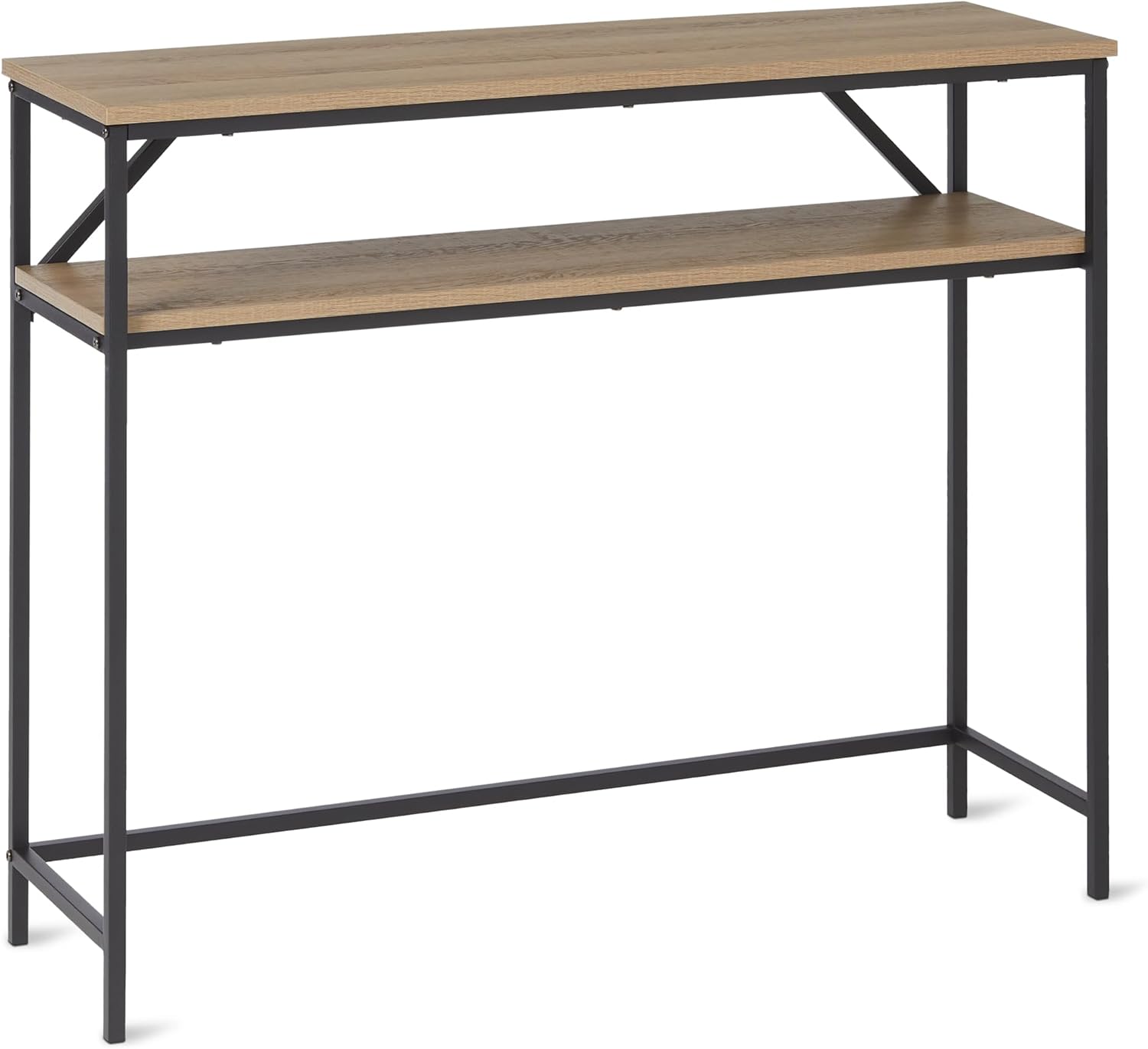 Amazon Basics Rectangular Console Table with Storage Shelf, Steel Frame, 11.8" D x 39.4" W x 31.5" H(in), Black