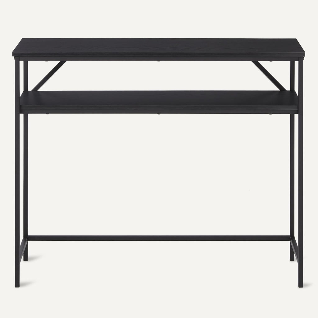 Amazon Basics Rectangular Console Table with Storage Shelf, Steel Frame, 11.8" D x 39.4" W x 31.5" H(in), Black