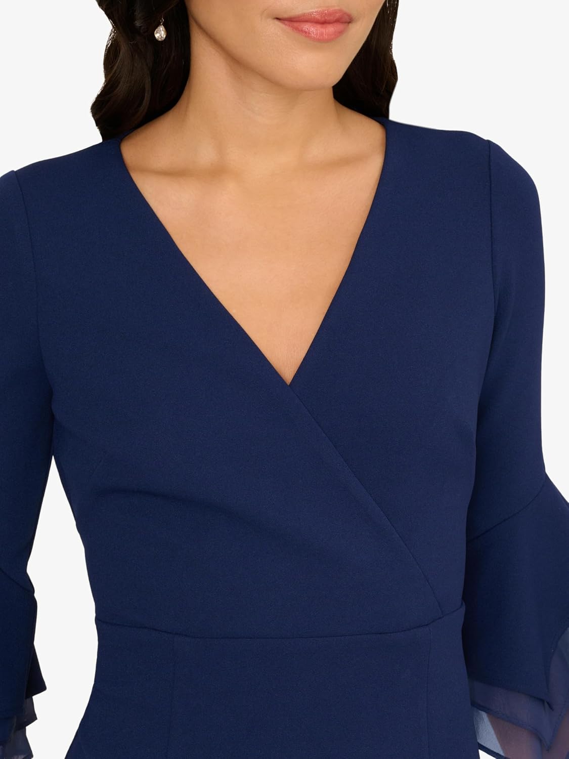 Adrianna Papell Womens Crepe Combo Midi Dress