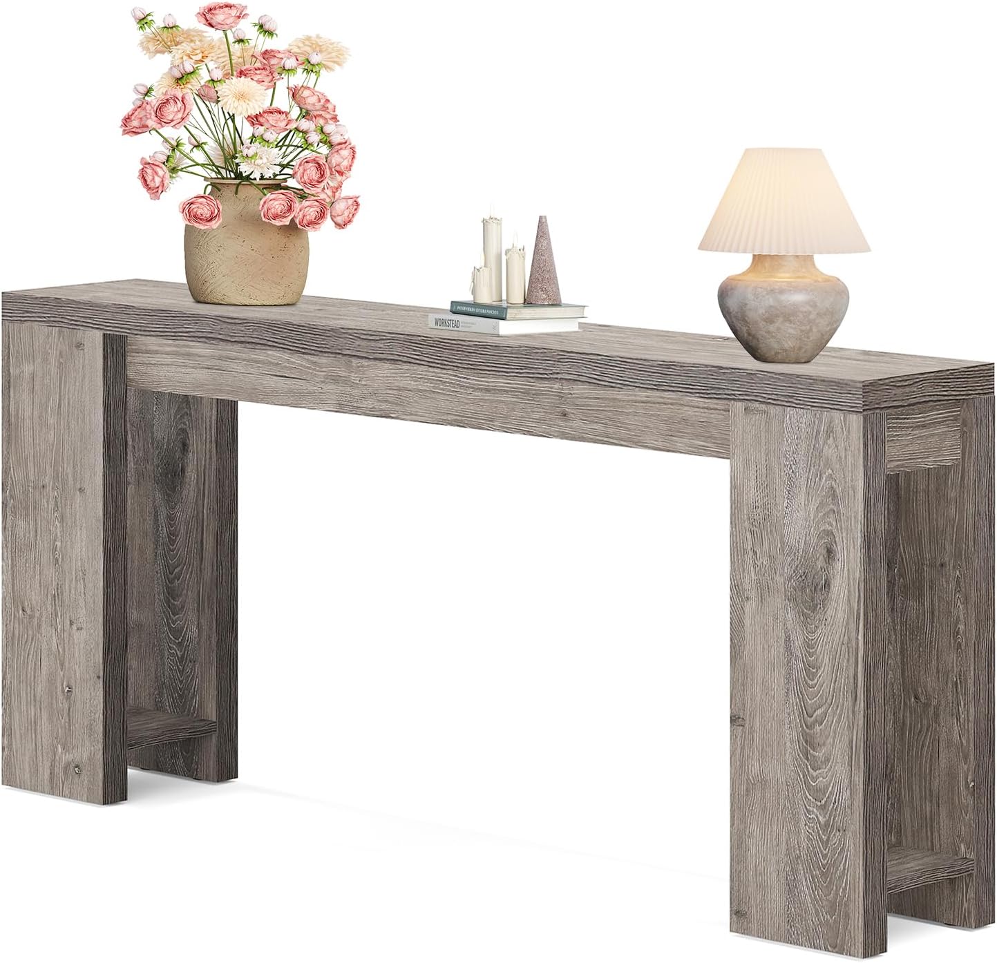 Little Tree 70.9-Inch Long Console Table, Narrow Sofa Table Behind The Couch, Farmhouse Console Table for Living Room, Entryway, Hallway