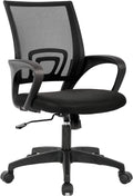 BestOffice | Ergonomic Office Chair | Mid-Back Swivel Desk Chair | Breathable Backrest & Lumbar Support | Adjustable Height | Sponge Seat | Rolling Wheels | Black | for Adults & Women