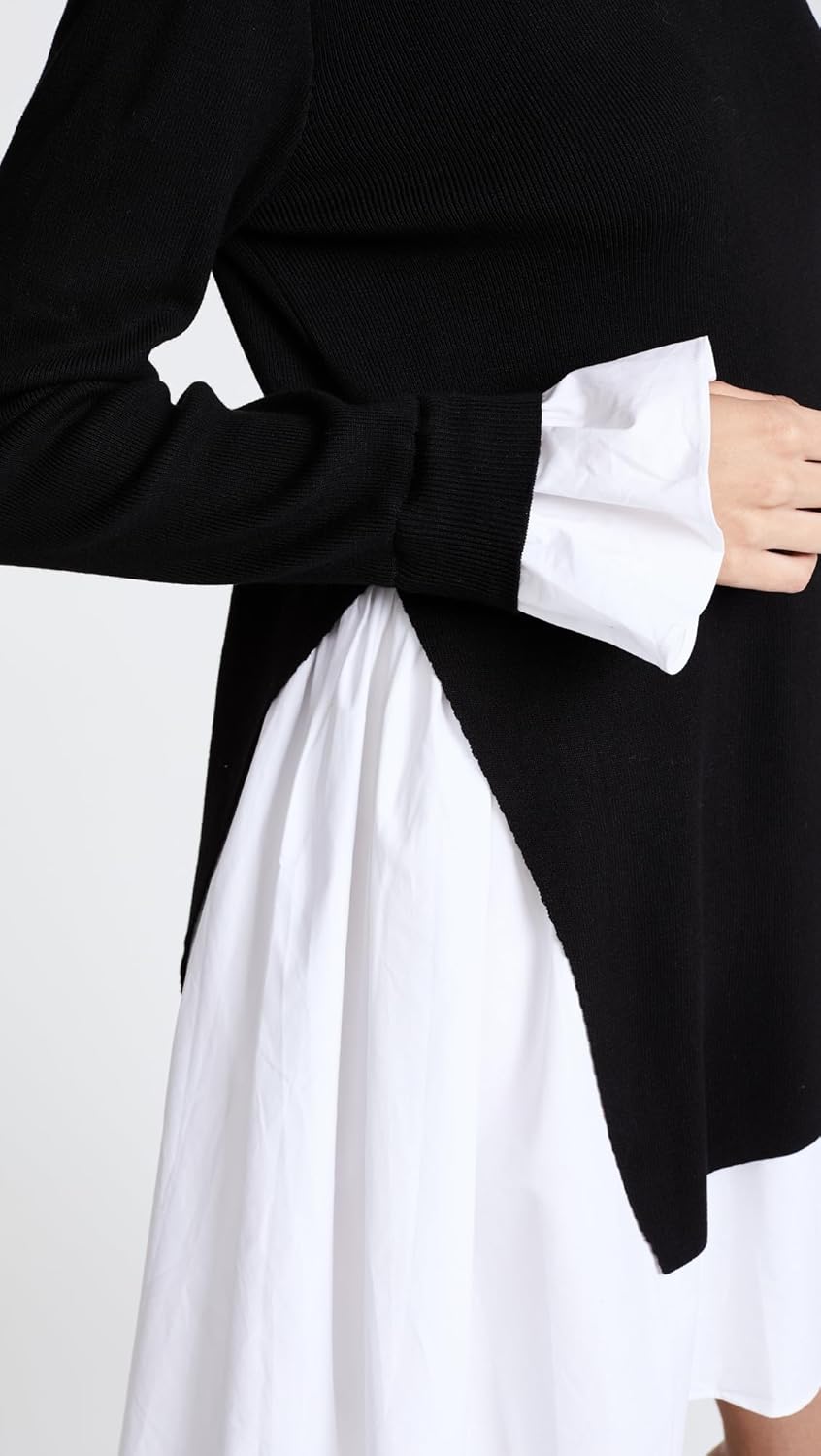 English Factory Women's Poplin Combo Knit Dress