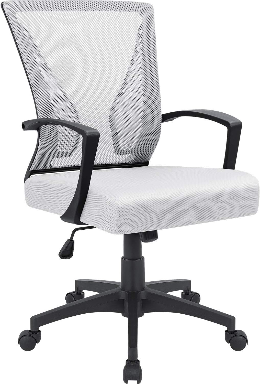 Furmax Office Chair Ergonomic Computer Desk Mesh Chair Mid Back Swivel Lumbar Support with Armrest (1, Black)