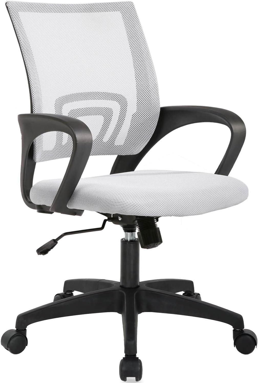 BestOffice | Ergonomic Office Chair | Mid-Back Swivel Desk Chair | Breathable Backrest & Lumbar Support | Adjustable Height | Sponge Seat | Rolling Wheels | Black | for Adults & Women