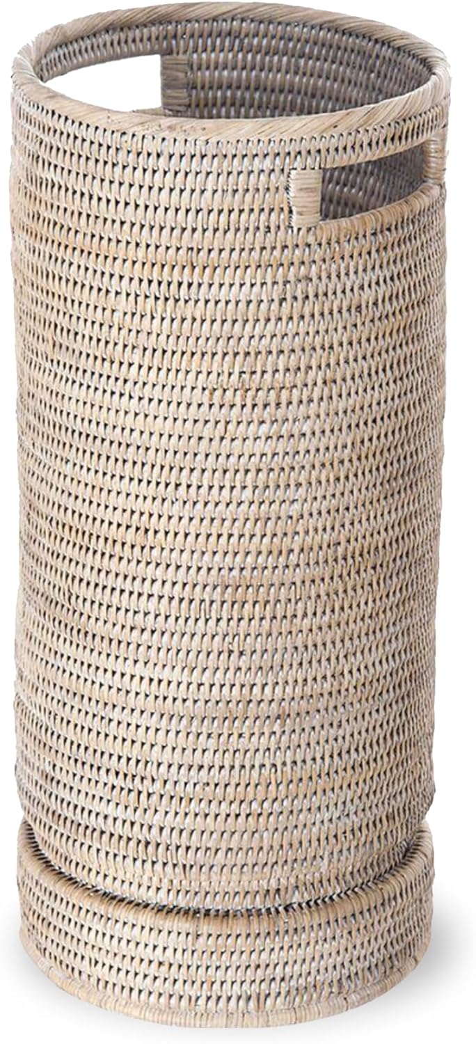 KOUBOO La Jolla Rattan Umbrella Stand, Handmade, Honey Brown, Umbrella Holder, Sturdy, Walking Sticks, Canes, Entryway, Mudroom, Office, Dip Tray, Home Decor