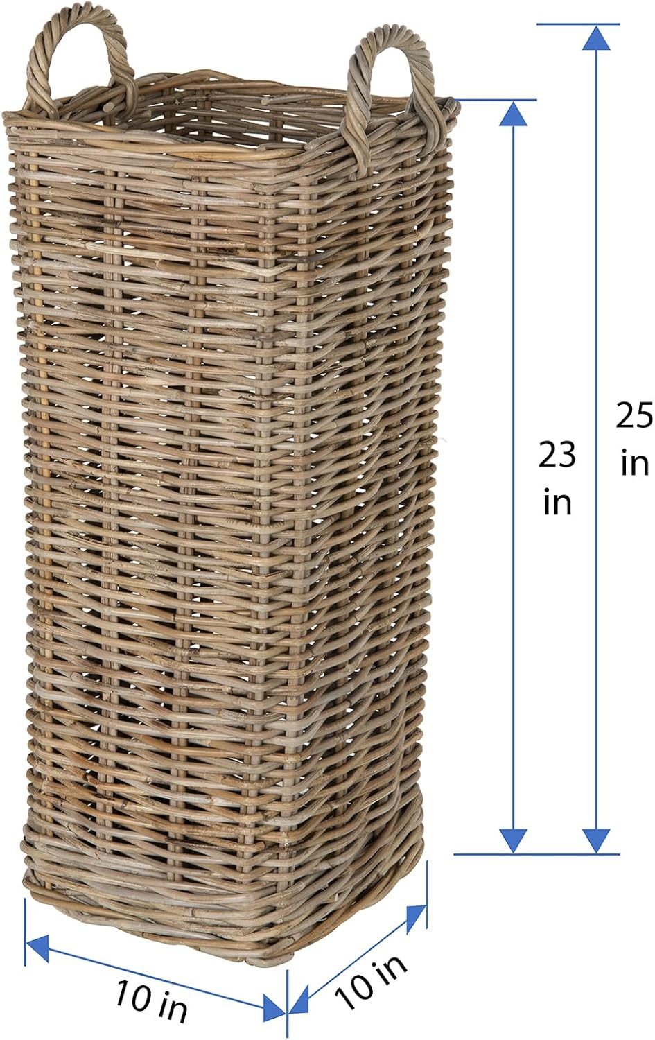 KOUBOO Kobo Square Umbrella Stand with Metal Water Catch, Gray Storage Basket Grey