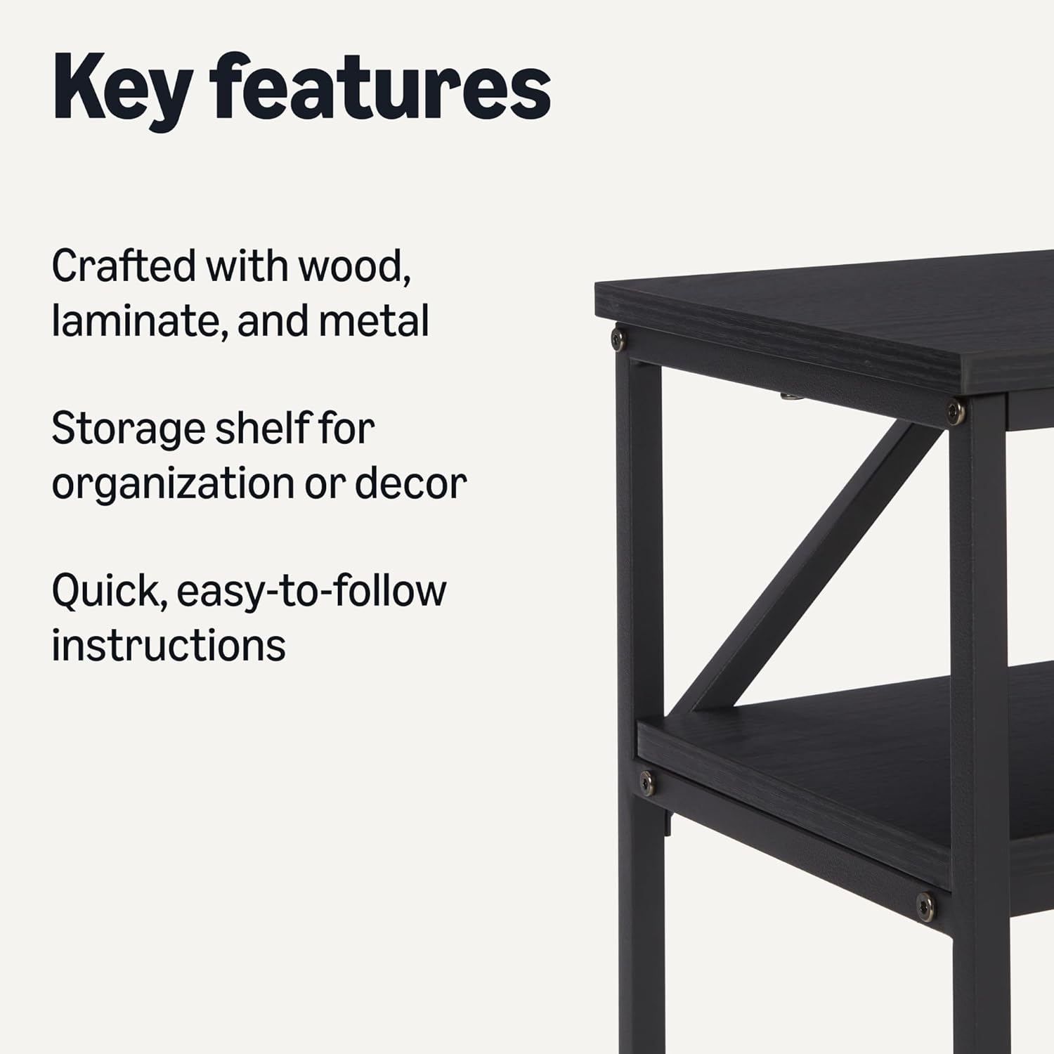 Amazon Basics Rectangular Console Table with Storage Shelf, Steel Frame, 11.8" D x 39.4" W x 31.5" H(in), Black