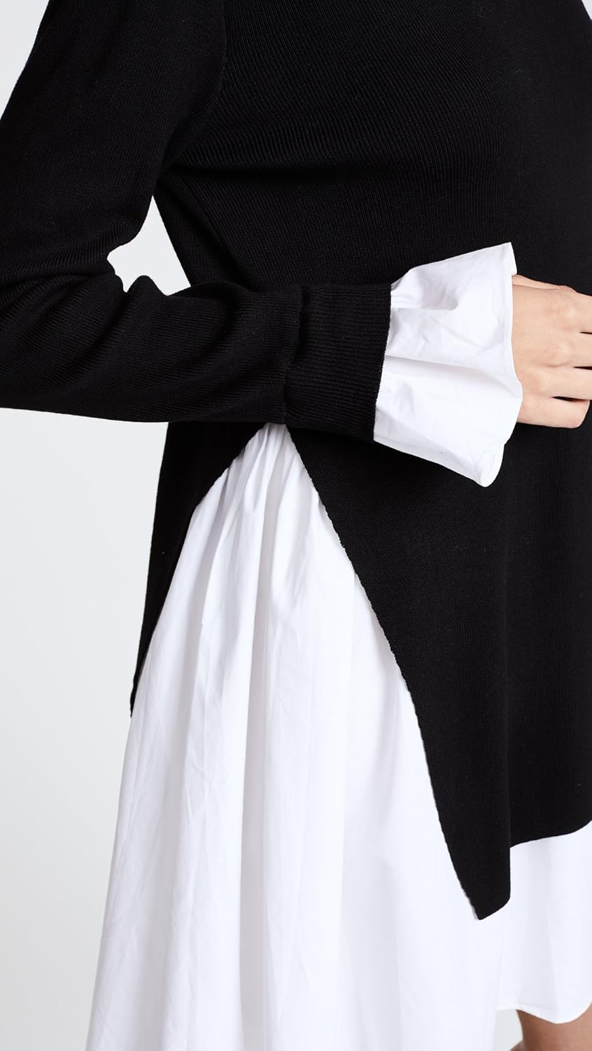 English Factory Women's Poplin Combo Knit Dress