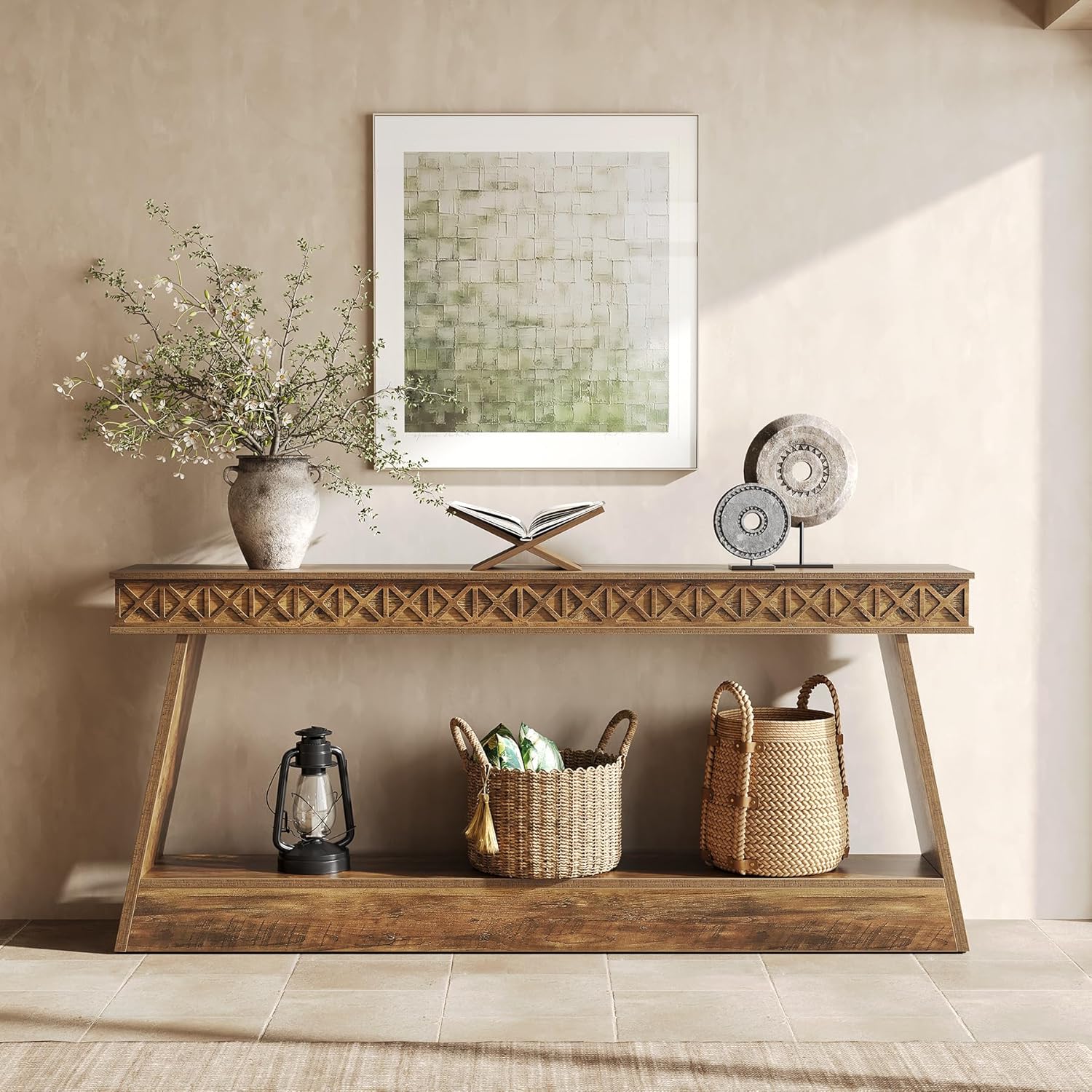 Little Tree 70.9-Inch Long Console Table, Narrow Sofa Table Behind The Couch, Farmhouse Console Table for Living Room, Entryway, Hallway