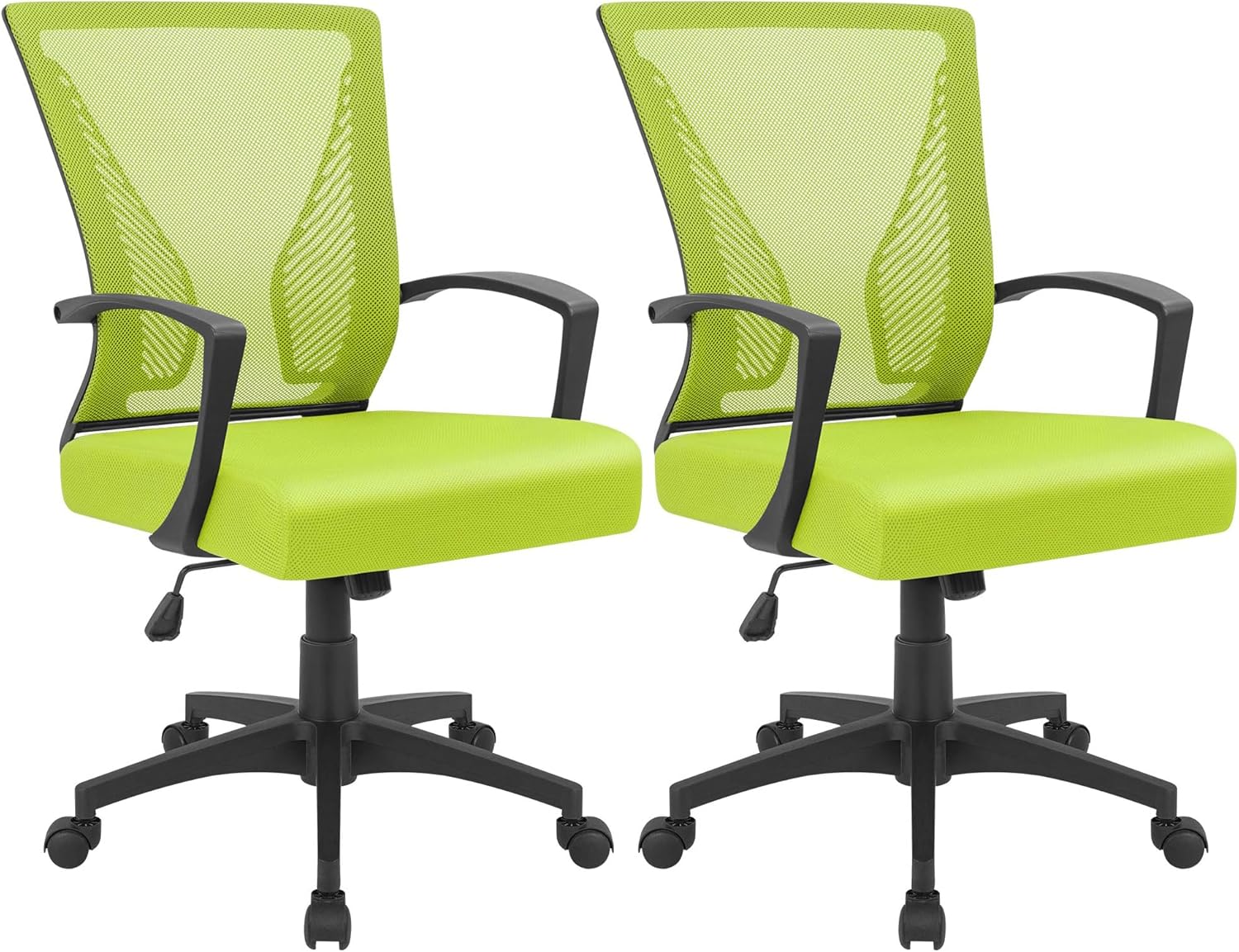 Furmax Office Chair Ergonomic Computer Desk Mesh Chair Mid Back Swivel Lumbar Support with Armrest (1, Black)