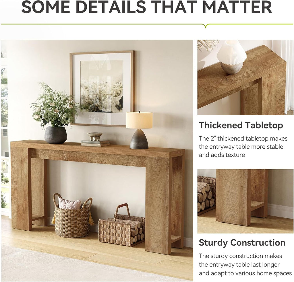 Little Tree 70.9-Inch Long Console Table, Narrow Sofa Table Behind The Couch, Farmhouse Console Table for Living Room, Entryway, Hallway