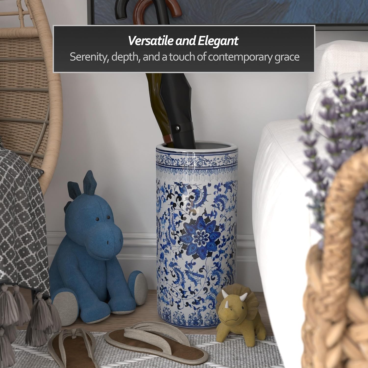 Oriental Furniture 17" Carved Lattice Decorative Umbrella Stand