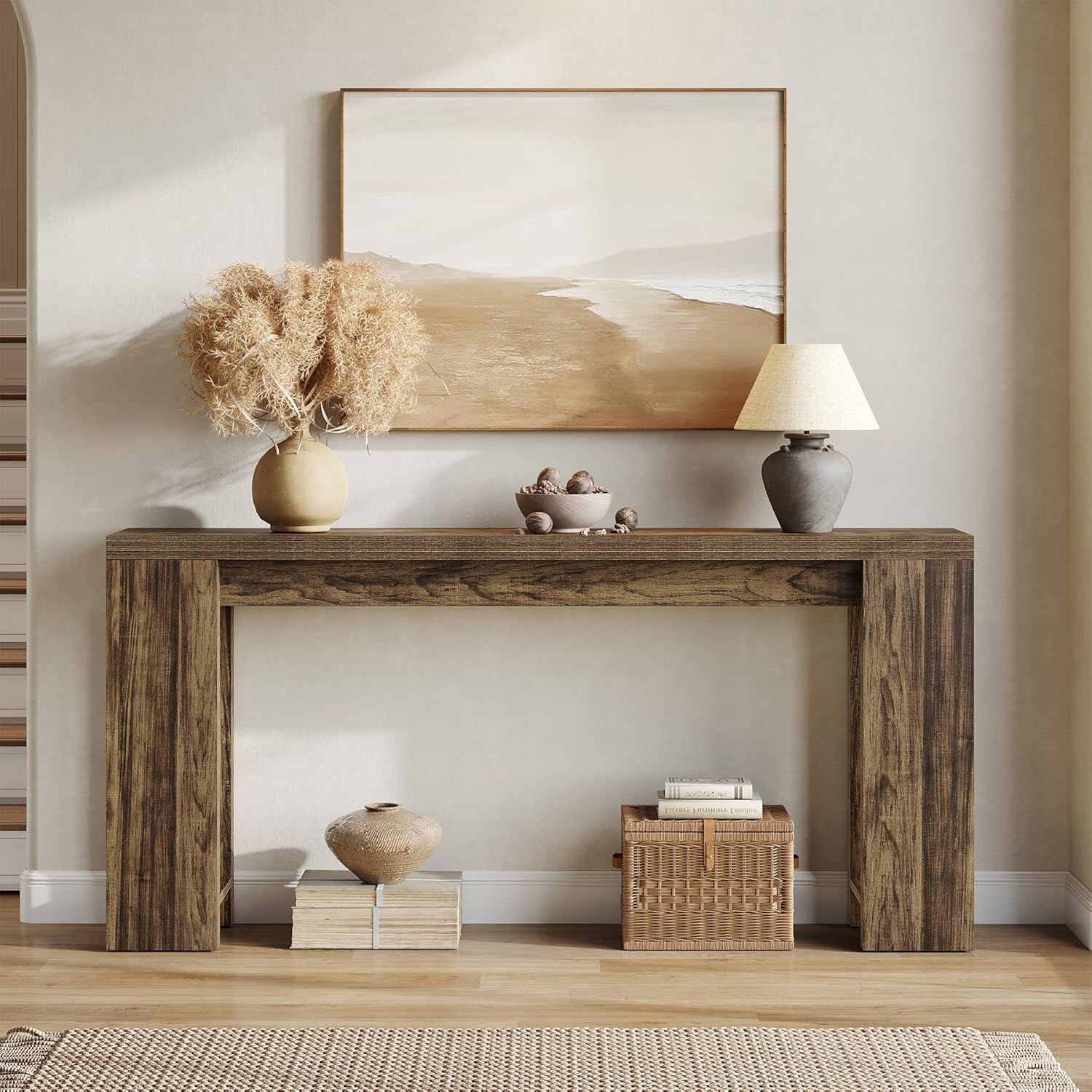 Little Tree 70.9-Inch Long Console Table, Narrow Sofa Table Behind The Couch, Farmhouse Console Table for Living Room, Entryway, Hallway