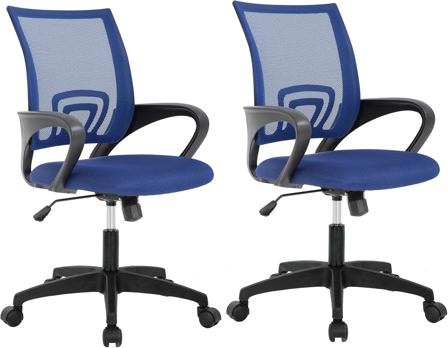 BestOffice | Ergonomic Office Chair | Mid-Back Swivel Desk Chair | Breathable Backrest & Lumbar Support | Adjustable Height | Sponge Seat | Rolling Wheels | Black | for Adults & Women