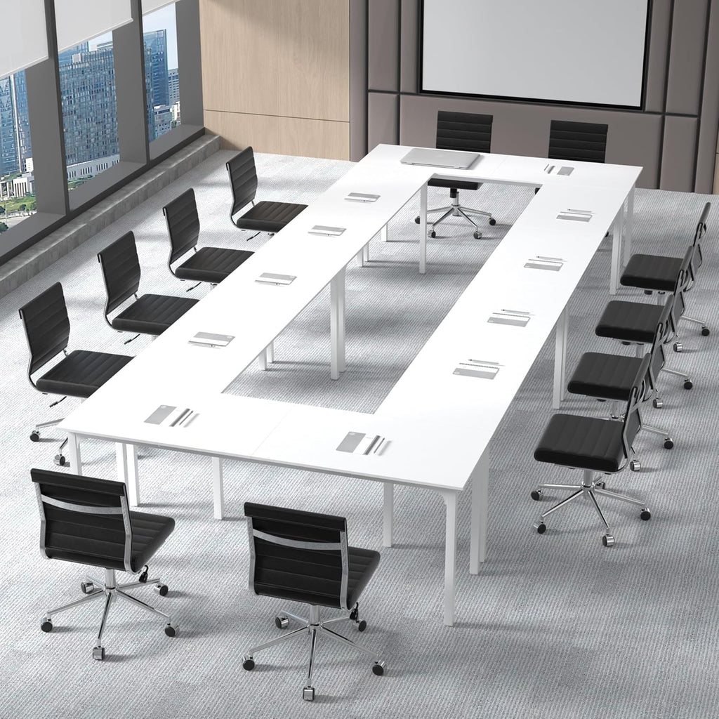 Okeysen Armless Office Desk Chair, Mid Back Ergonomic Swivel Conference Room Chair, Adjustable Height PU Leather Home Desk Chair, Modern Small Rolling Computer Task Chair, Black