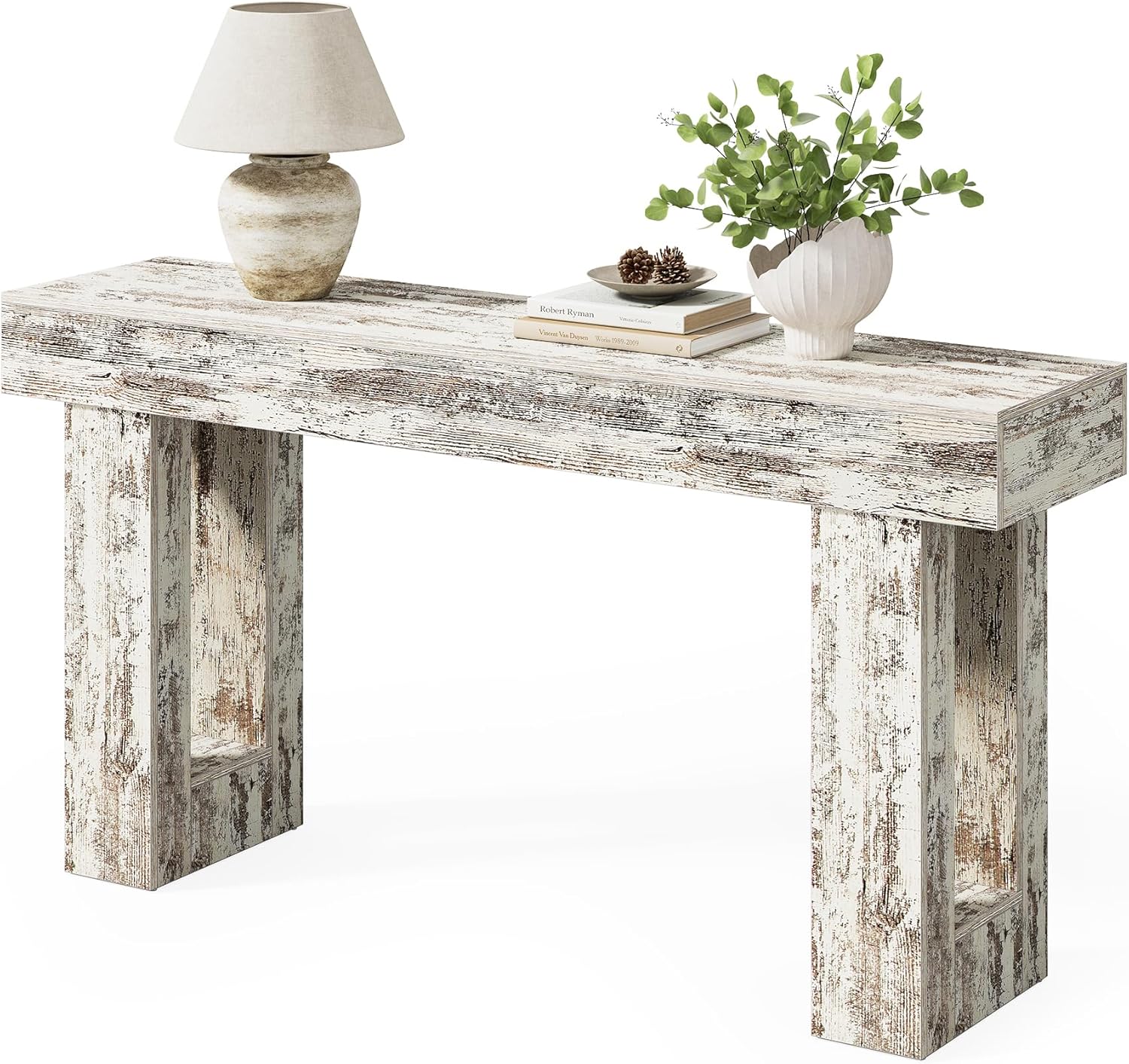 LITTLE TREE 63 Inches Long Console Table for Entryway, Sofa Table Behind Couch, Wooden Entry Table Foyer Hallway Table, Industrial Console Sofa Table for Living Room, Oak Color