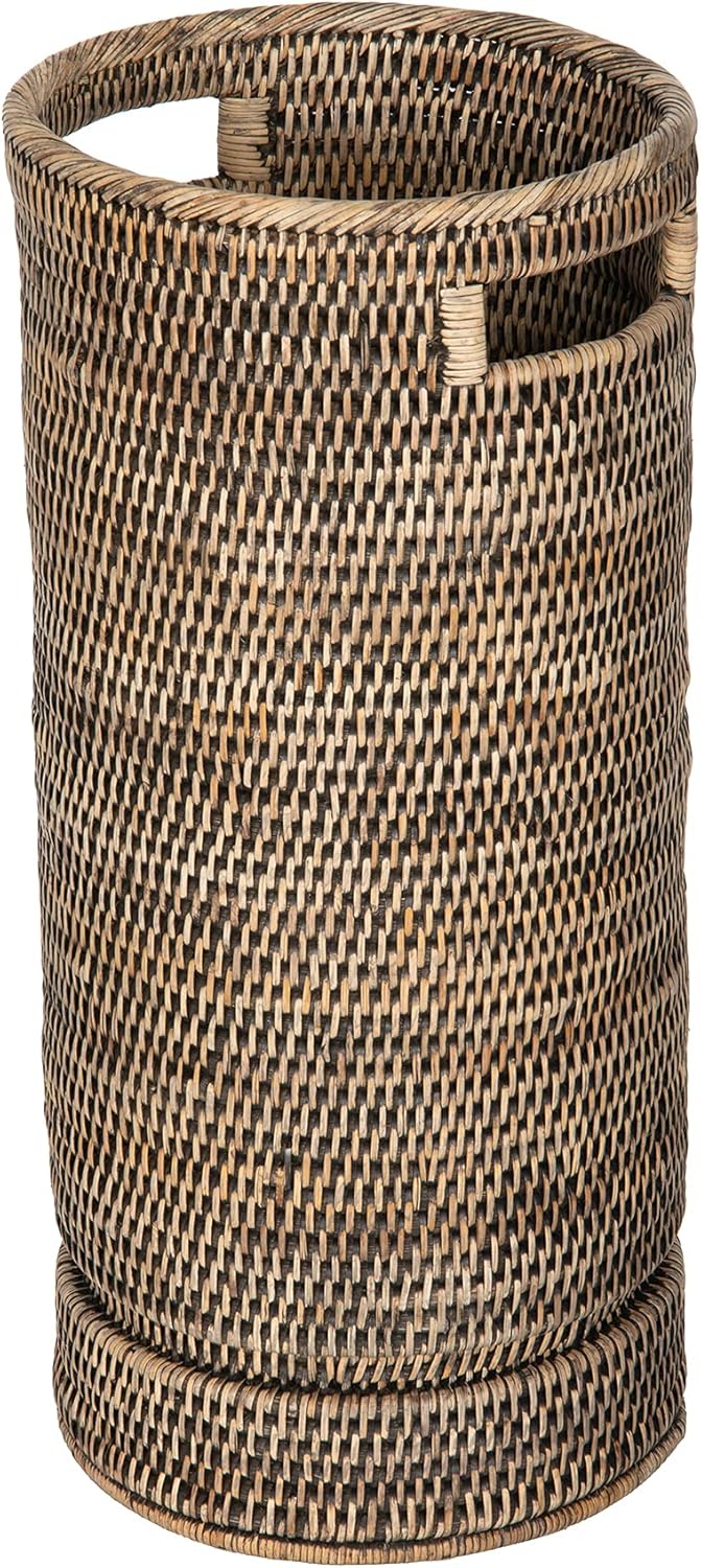 KOUBOO La Jolla Rattan Umbrella Stand, Handmade, Honey Brown, Umbrella Holder, Sturdy, Walking Sticks, Canes, Entryway, Mudroom, Office, Dip Tray, Home Decor