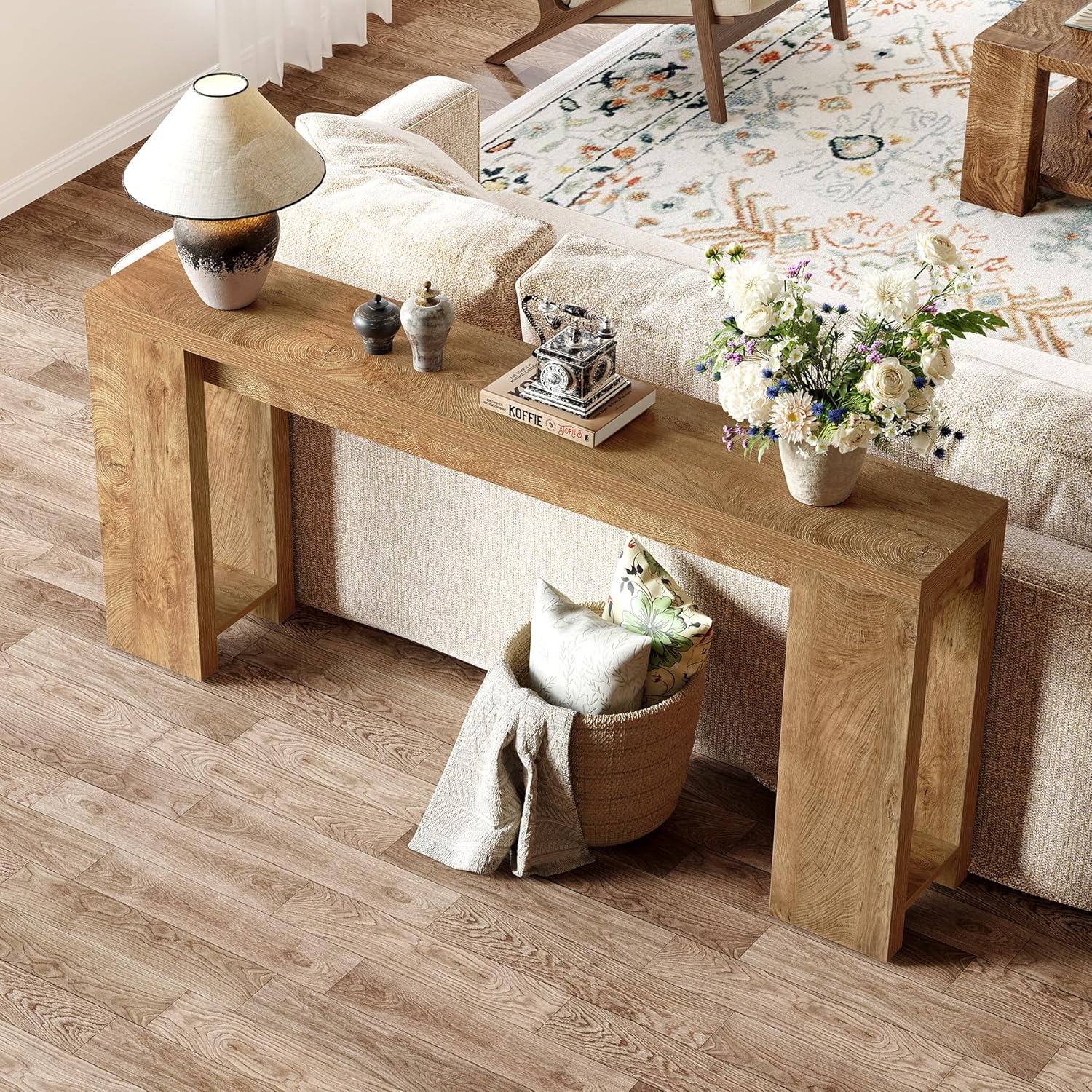 Little Tree 70.9-Inch Long Console Table, Narrow Sofa Table Behind The Couch, Farmhouse Console Table for Living Room, Entryway, Hallway